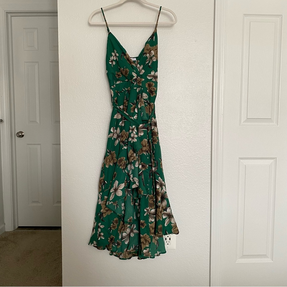Floral Green Spaghetti Strap Dress